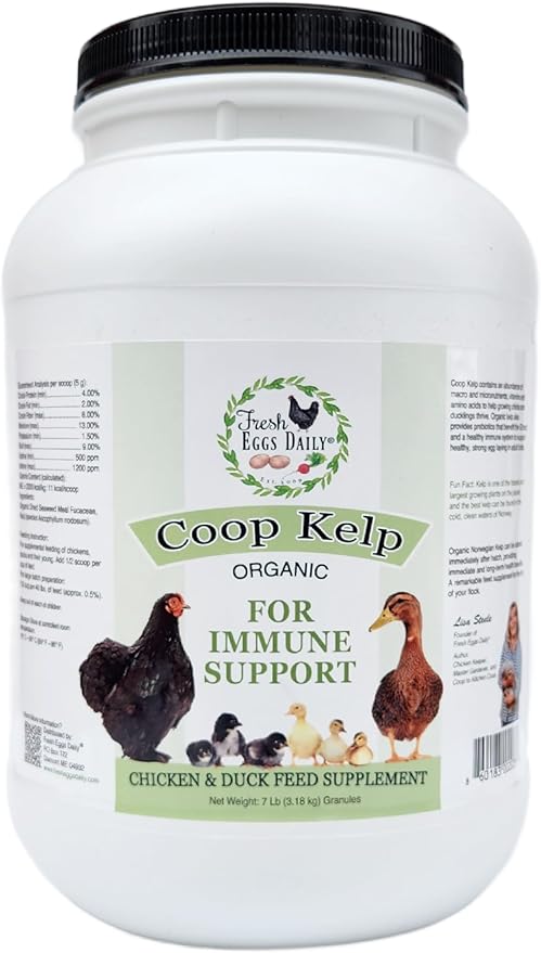 Fresh Eggs Daily Coop Kelp Organic Feed Supplement Vitamins for Backyard Chickens and Ducks 7LB