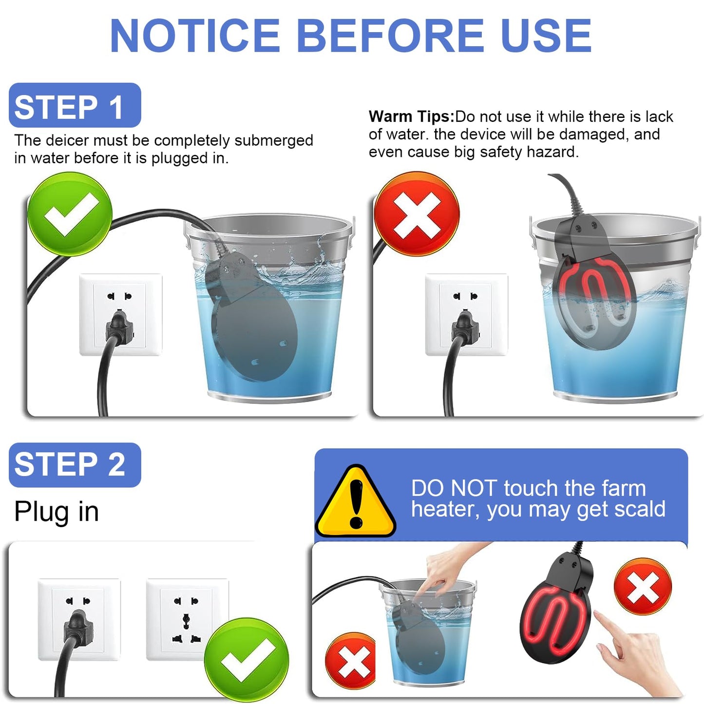 Bird Bath Heater,Pond Heater 500W,Full-Covered Aluminum Bird Bath Heater for Outdoors in Winter,Stock Tank Heater with Thermostatically Controlled,Chicken Water Heater-Deicer,livestock water heater