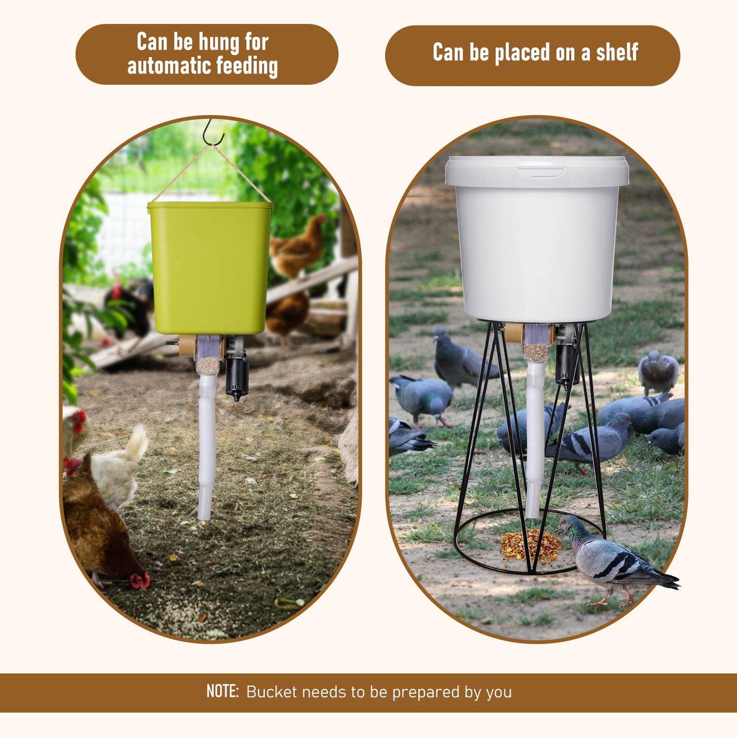 PKNYBZH Timed Automatic Chicken Feeder and Duck Feeder, Timed Poultry Feederer Great for Chickens, Ducks, Geese, Pigeons, Fish, Dogs, Fish, Cats
