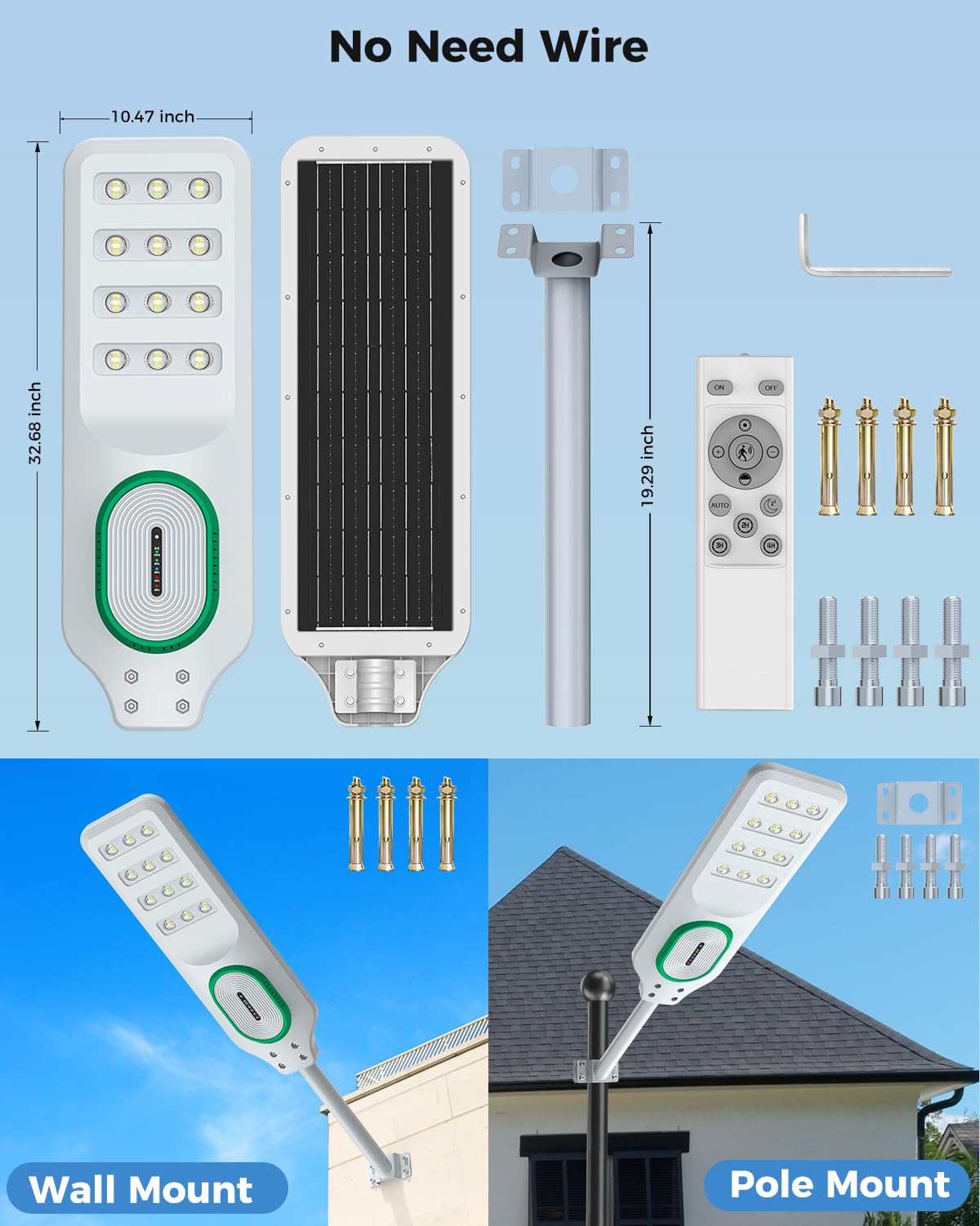 AIKVSXER L-8500W Solar Street Lights Outdoor, Commercial Dusk to Dawn Parking Lot Light, 6500K Waterproof IP67 Solar Security Flood Lights with Motion Sensor and Remote for Street,Yard, Road, 2 Pack