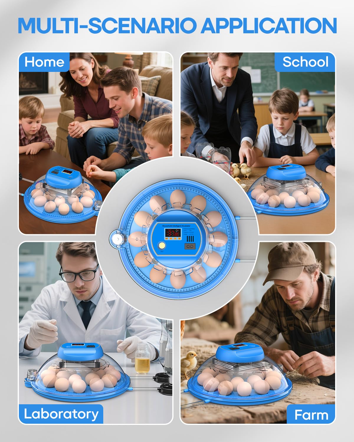 KALEBEE 18 Egg Incubator with Auto Water Refill, LED Candler & Turner, Temperature & Humidity Control, Digital Hatcher for Chicken, Duck, Quail, Goose & Parrot Eggs – Ideal for Farm, Lab, Home Use