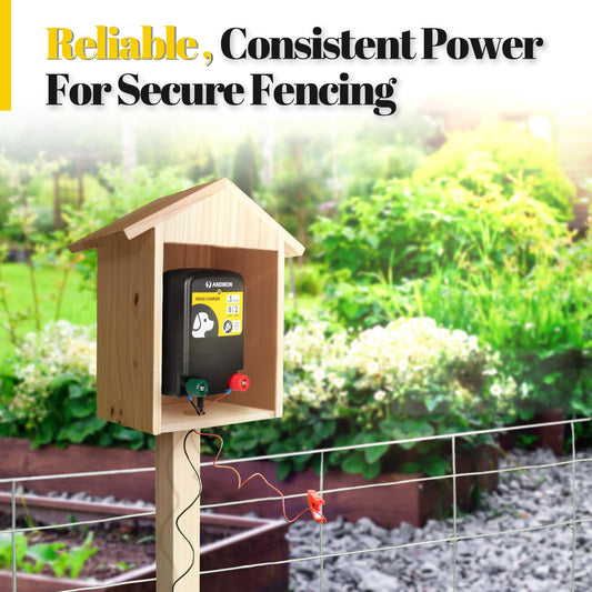 0.12 Joule Electric Fence, AC-Powered Electric Fence Charger for 2 Miles & 8 Acre Protection, Electric Fence Energizer Ideal for Gardens, Backyards & Small Livestock