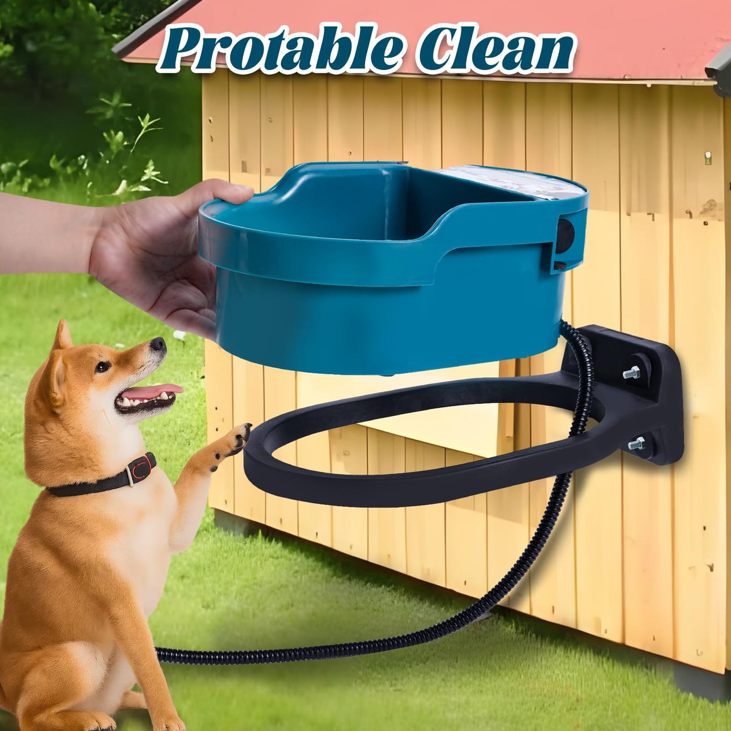 MUDUOBAN Heated Water Bowl for Dog and Cat,Heated Chicken Waterer with Anti-Chew Cord,Float Valve Controlled Automacit Fill,for Winter No Freeze