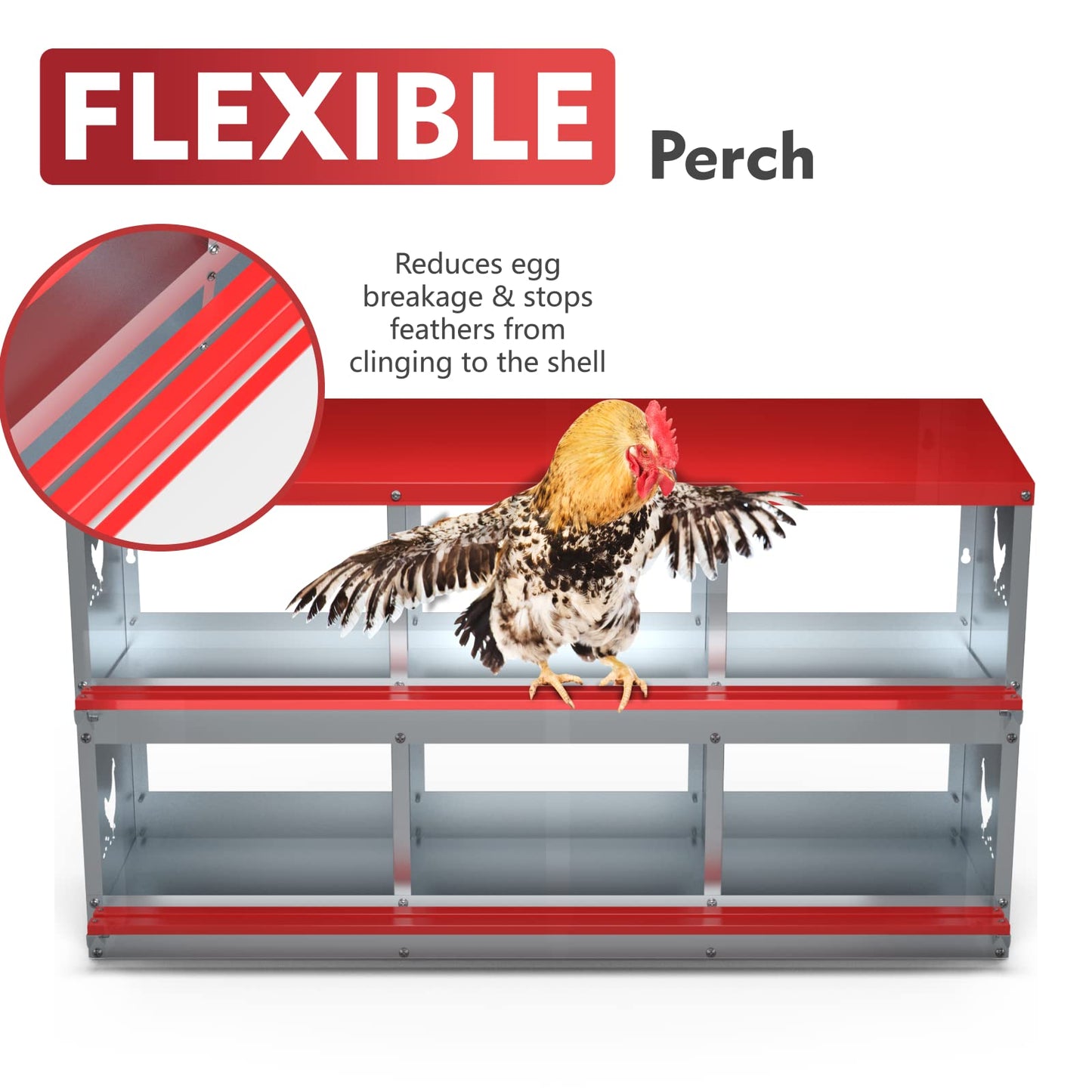 Chicken Nesting Boxes - 6 Compartment Metal Poultry Nest Box Wall Mount for Chickens, Hens, Ducks - Easy Egg Collection - Large Vented Holes Chicken Coop Equipment (6 Compartment)