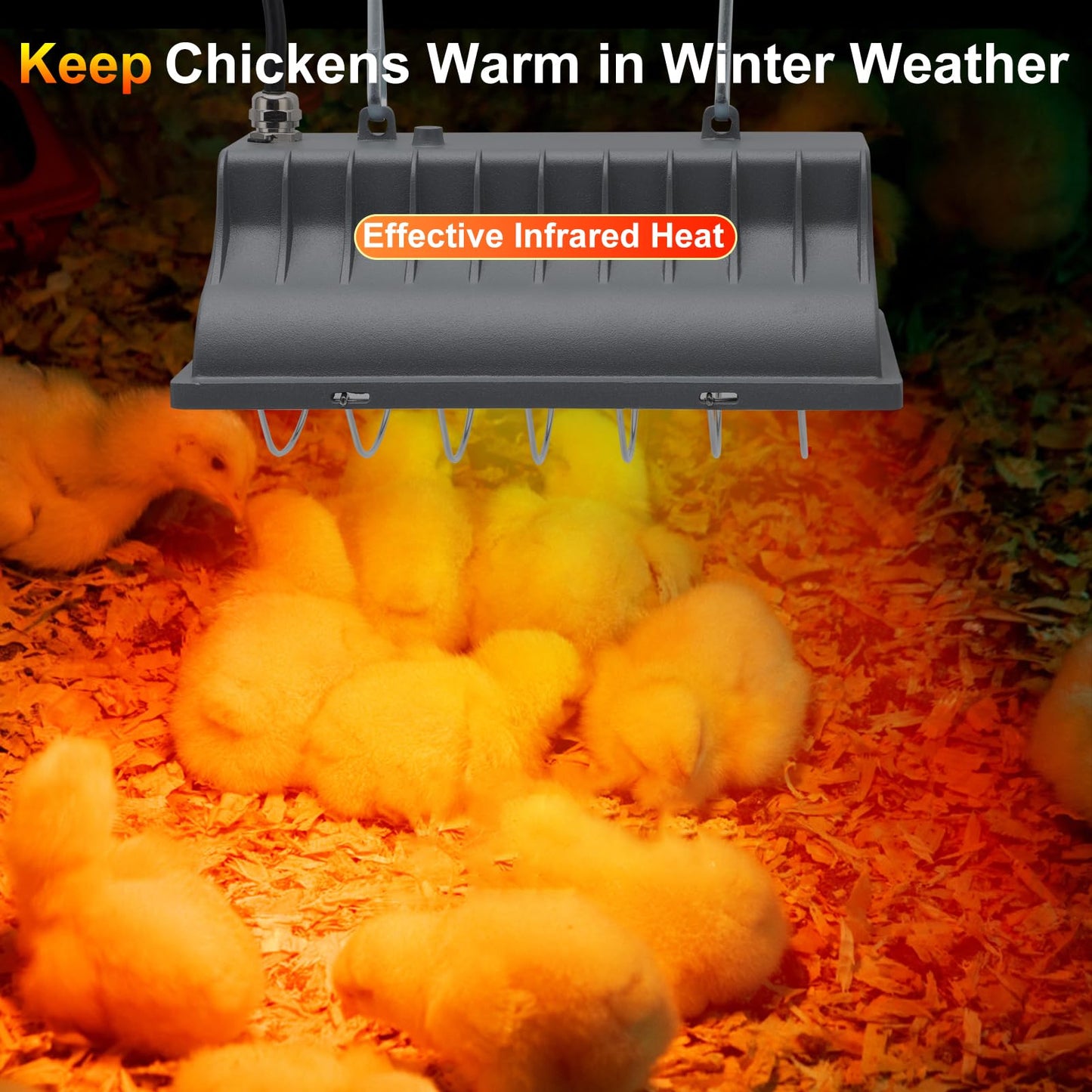 Chicken Coop Heater Lamps 250W, Upgraded Winter Brooder Heating Warmer Plate for Chicks Hens, Adjustable Temperature Hanging Heat Lamp with Lampshade and Chains for Ducks, Poultry House