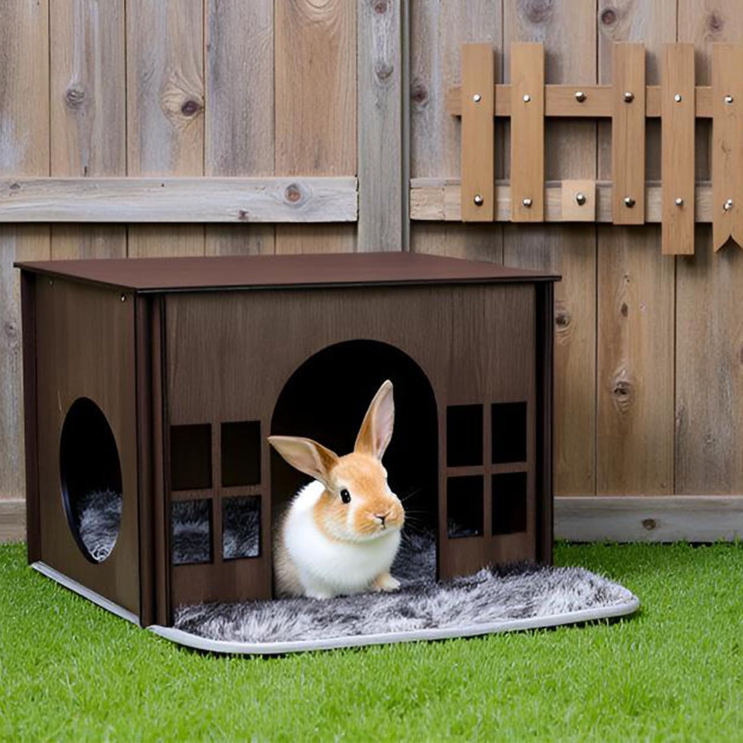 Large Rabbit Hideout, Rabbit Houses and Hideouts, Wooden Bunny House and Hideouts, Bunny Castle with Multiple Windows, Chinchilla and Guinea Pigs Hut Hideout