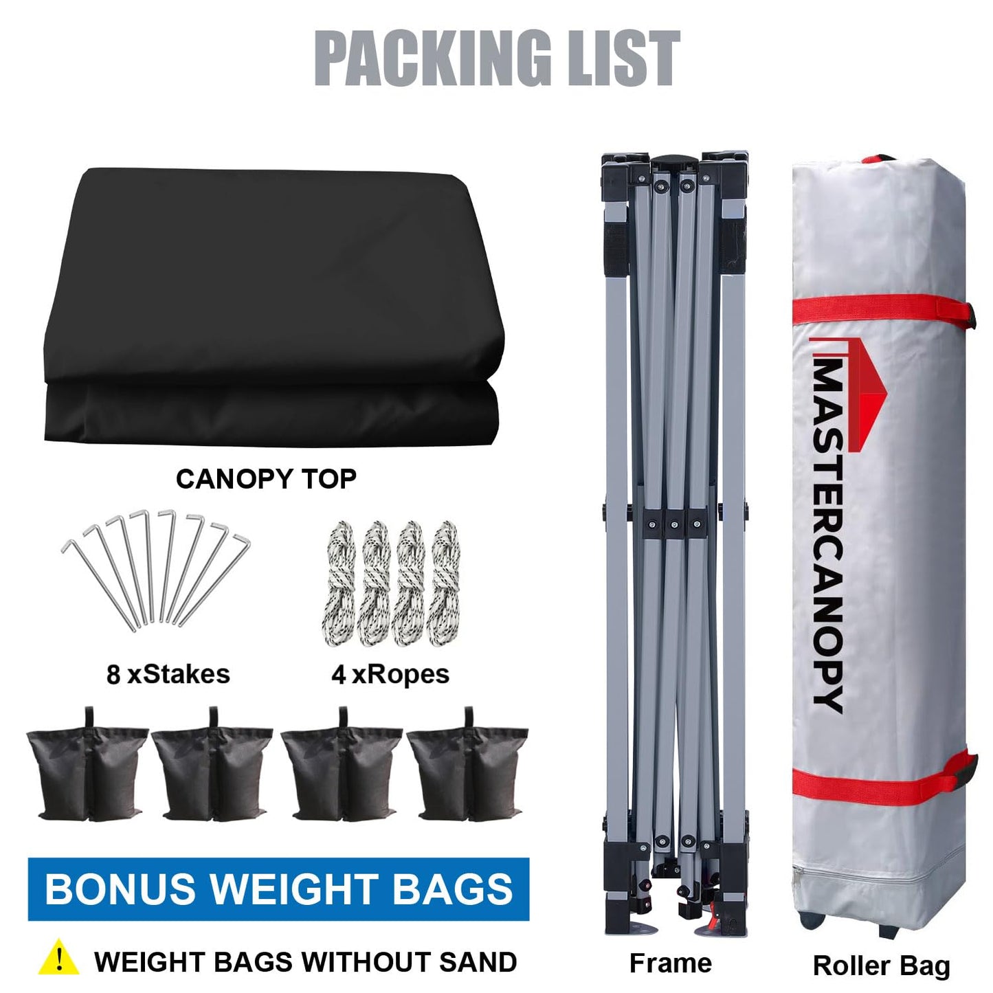MASTERCANOPY Durable Pop-up Canopy Tent with Roller Bag (10x10, Black)