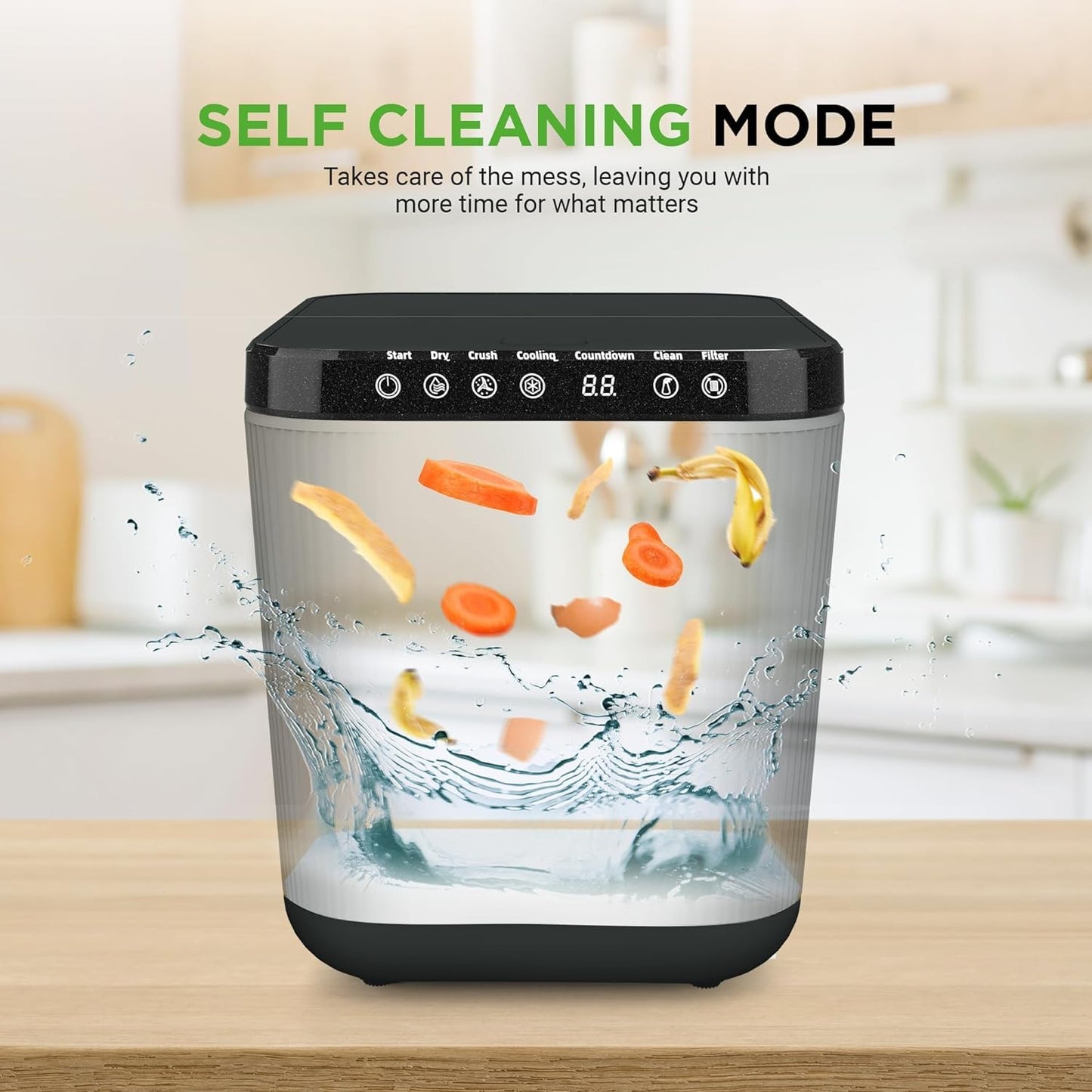 Nutrichef 3L Electric Kitchen Composter - Compost’s Organic Material & Food Scraps | Countertop Automatic Compost Bin | Dry, Crush, & Cooling Functions | Perfect for Kitchens & Apartments | White
