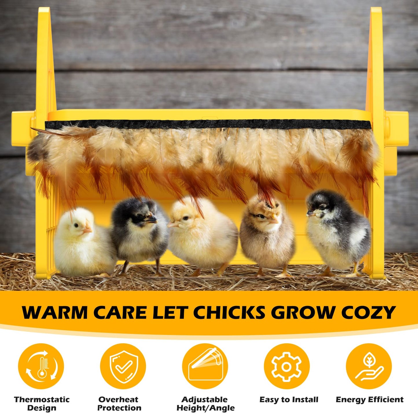 Heating Brooder Plate for Chicks Ducklings, Adjustable Brooder House for Keeping Poultry Warm(Yellow, M)