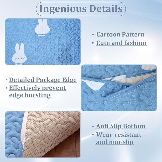 kathson Rabbit Cage Liners Washable Super Absorbent Sleep Pad Bed for Guinea Pig Small Animals Reusable Fleece Bedding Anti-Slip Mats for Bunny Hedgehog Kitten Chinchilla (27.5 x 59inch)