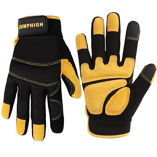 JUMPHIGH Utility Work Gloves Women, UltraLight Safety Work Gloves, MultiFunctional Mechanic Construction DIY Working Gloves, Touchscreen, Flex Grip, Machine Washable (S)