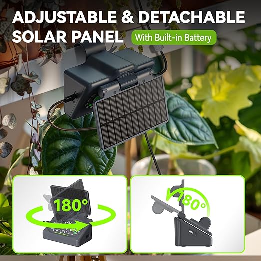 RAINPOINT Smart Automatic Watering System for 15 Potted Plants with Detachable Solar Panel, Local Control & Remote App Control, Drip Irrigation Kit for Indoor Houseplants,Low Water Auto-Shutoff