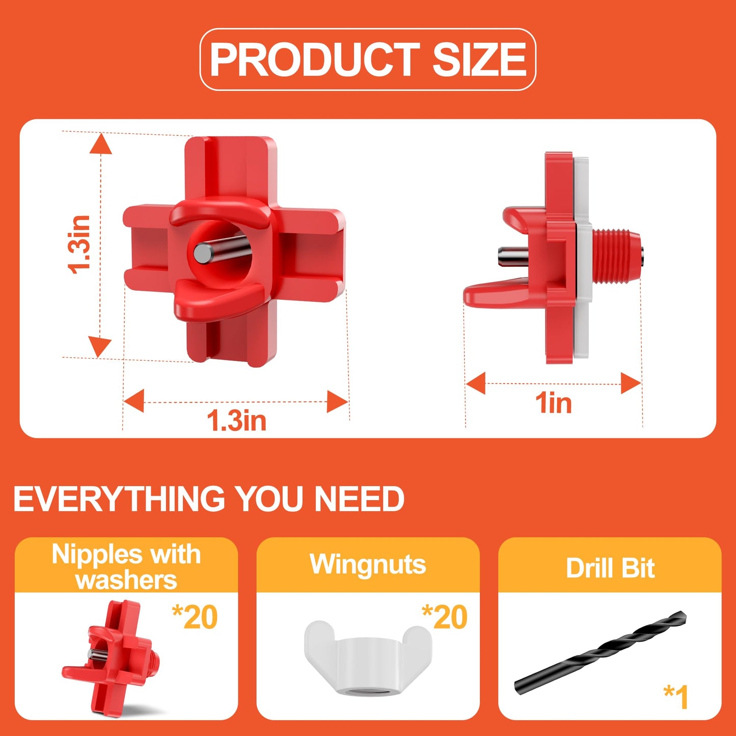 ZenxyHoC 20 Pack Chicken Waterer Nipples Horizontal Automatic Chicken Waterer with Drill
