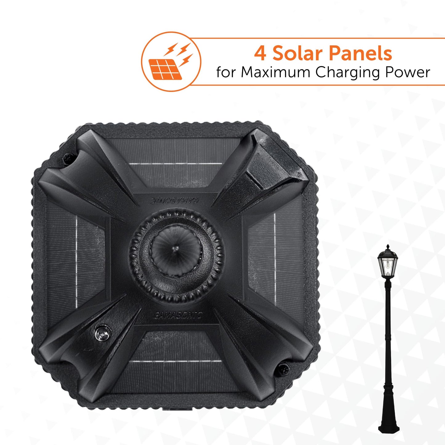 Gama Sonic Solar Outdoor Lamp Post Light, Black Cast Aluminum and Beveled Glass Panels, 10-Year Royal Bulb, Warm White LED with Omni-Direction Reflector, 87-inch Height, 98B001 (Upgraded Panel)