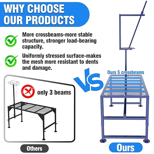 Goat Stand for Milking with Feed Bin, 600LBs Goat Milking Stand for Sheep Trimming Hoof, Use for Livestock, Iron Blue, Adjustable Size