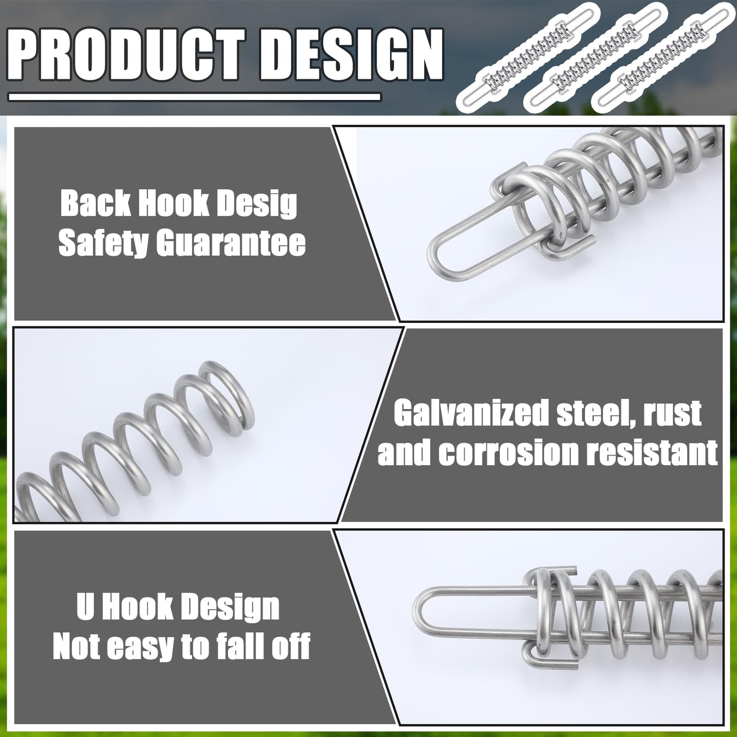 Tandefio 10 Pcs Heavy Duty Electric Fence Tension Spring, Electric Fence Spring Livestock Spring Gates, Galvanized Steel Livestock Spring for Permanent and Flexible Agricultural