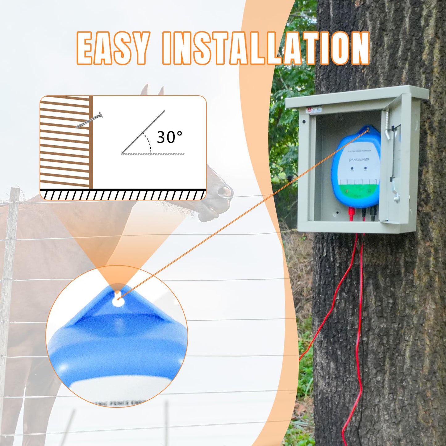ATMOREA Electric Fence Charger - Multi-Powered, 8 kV, 0.5 Joules Output Energizer, Ideal for Livestock, Pet, Poultry, Gardens, Orchards Protection - Up to 5-Mile Range