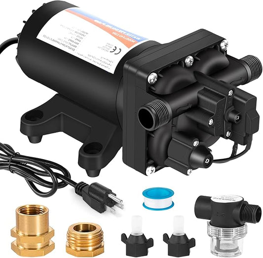 YOUNGTREE 110V Water Pump with Pressure Switch include Power Plug 5.5 GPM 70PSI 110VAC Water Pressure Booster Pump for Home Kitchen Bathroom RV Marine Yacht Garden Hose