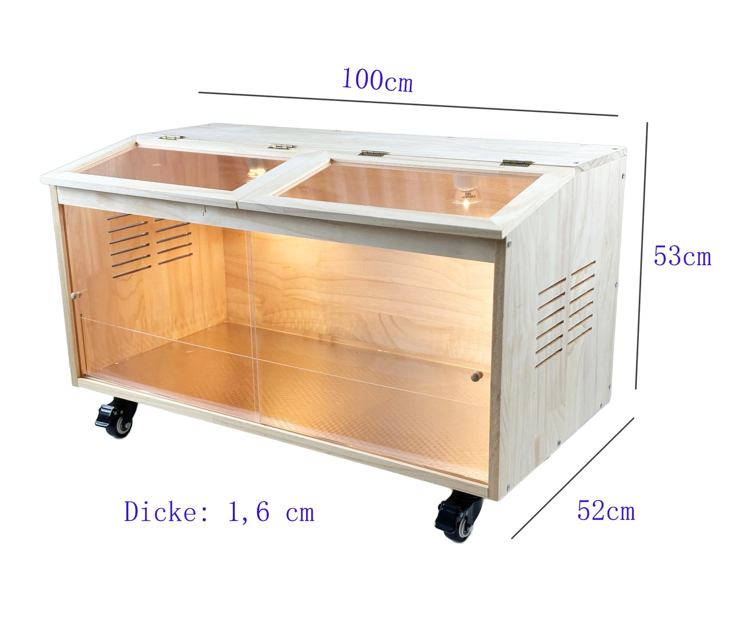 Brooder Box for Chicks Pine Wood Chicken brooder Box with Thermostat & Heating Lamp & Brake Casters，Solid Panels Chick brooder for Chicks, Ducklings, Hamsters, Guinea Pigs - Chew-Proof (40x20x20 in)