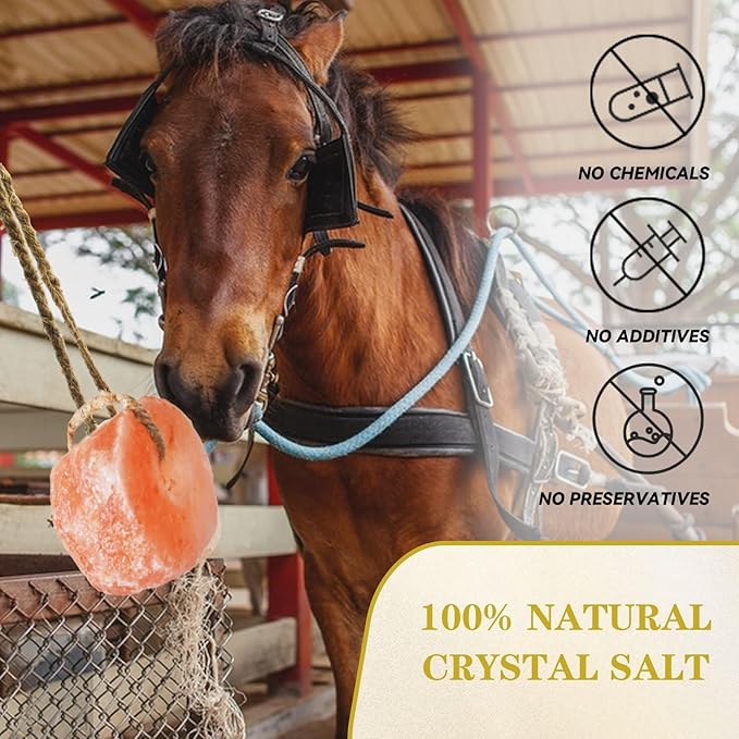 kathson Hanging Salt Lick for Horses Pack of 3,Himalayan Salt Blocks for Horse Natural Organic Mineral Salt Block Licking Salt Licks for Horses Cattle Deer Goats Cows and Other Livestock(10.55-12 LBS)