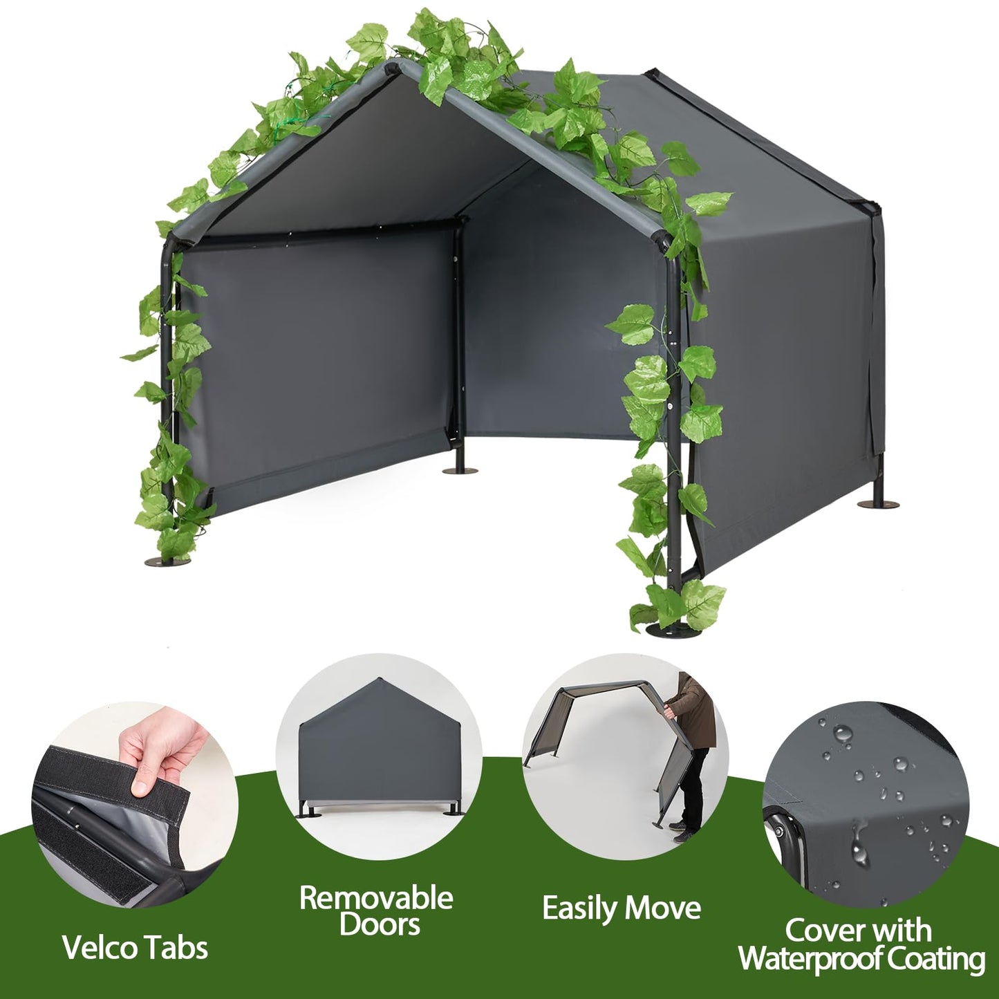 Large Dog Shade for Outside - LitaiL Outdoor Dog Kennel for Small Dogs, 4.1'x4.1'x3.6' Outdoor Sun Rain Canopy Pet House, Waterproof Pet Canopy Shelter for Small Animals