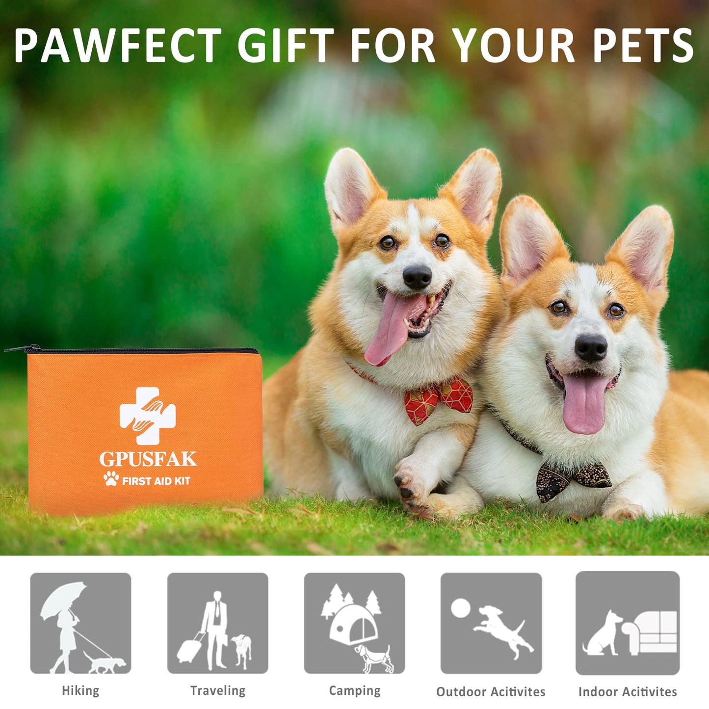 GPUSFAK Dog First Aid Kit - Pet First Aid Kit for Dogs Pet Emergency Kit with Pets First Aid Supplies for Home Camping Hiking Traveling