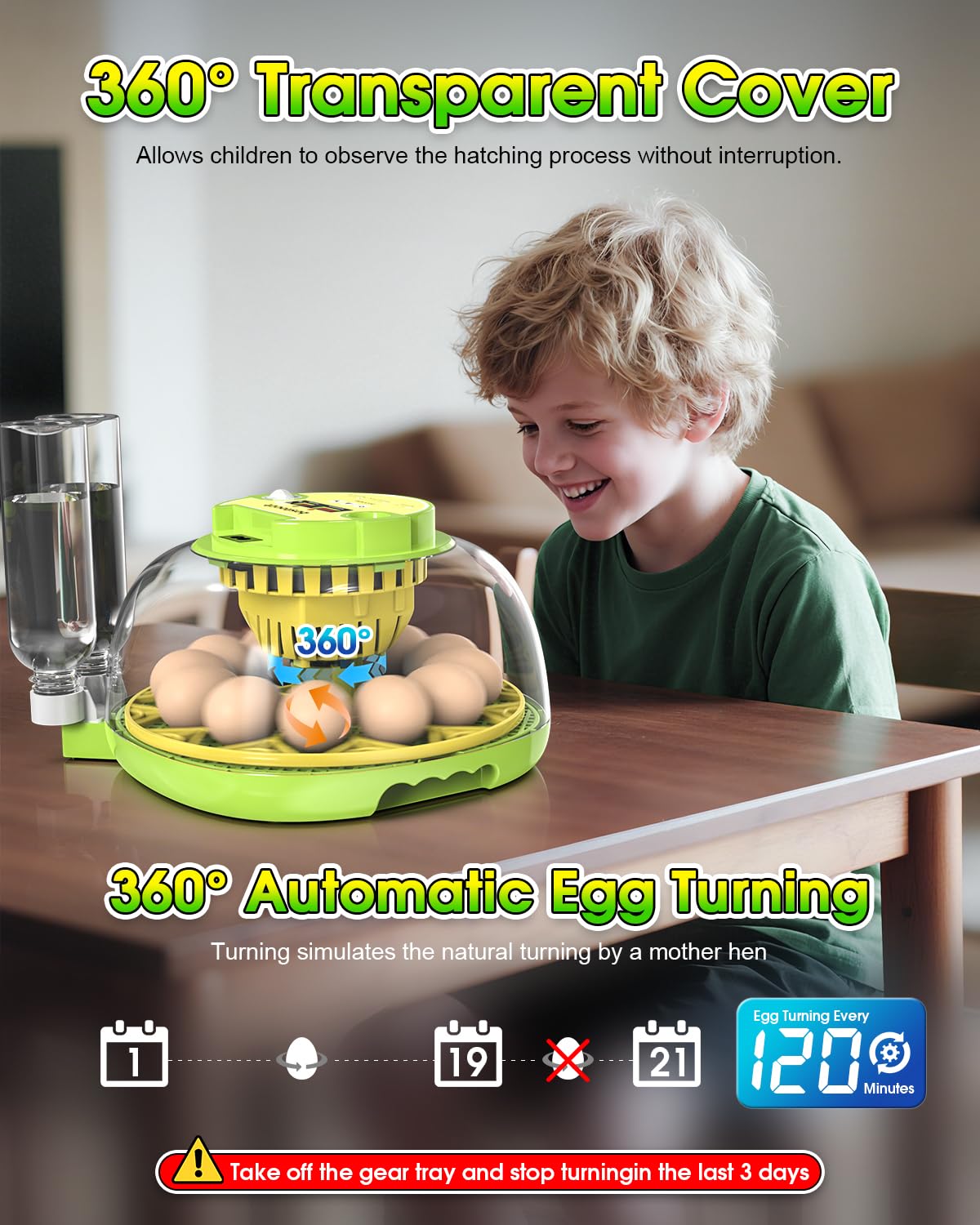 2025 Upgraded Incubators for Hatching Eggs,12 Egg Incubator with Automatic Turning and Humidity Control,Egg Candler,Air Vent,360° Viewing for Chicken,Quail Eggs,Ideal for Farm,Classroom,Home