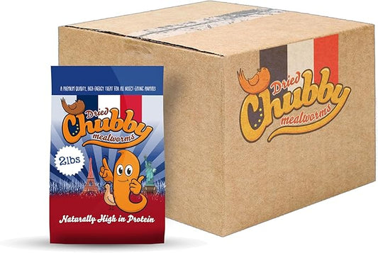 Chubby Dried Mealworms 24 Lbs - Grown in The EU - Non-GMO Mealworms for Chicken & Birds - Chicken Feed Treats for Laying Hens