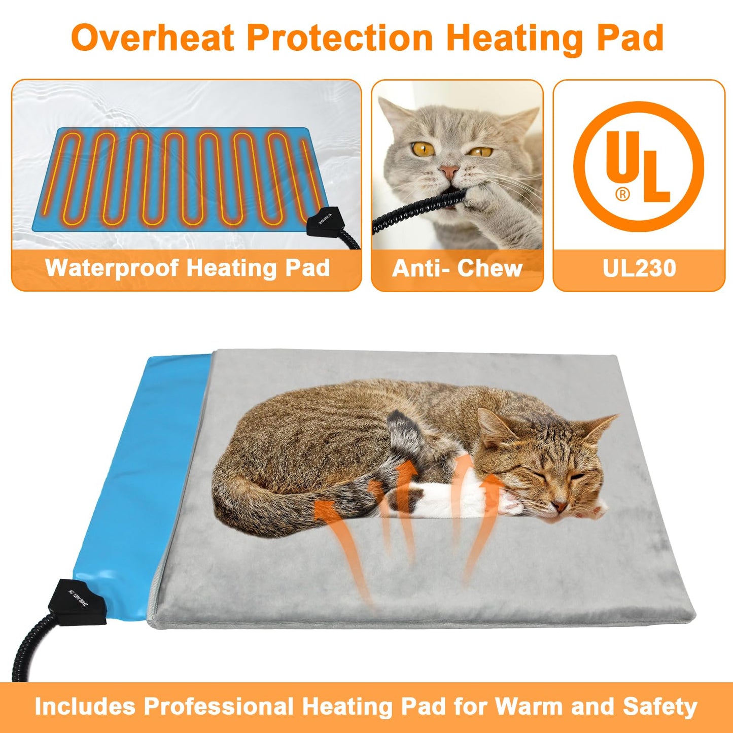 Indestructible Heated Cat House for Outside Cats Winter,Weatherproof & Insulated & Elevated Feral Cat House with Escape Door, Outdoor Indoor Cat Shelter for Stray Barn Cat 17.7×17.7×17.5