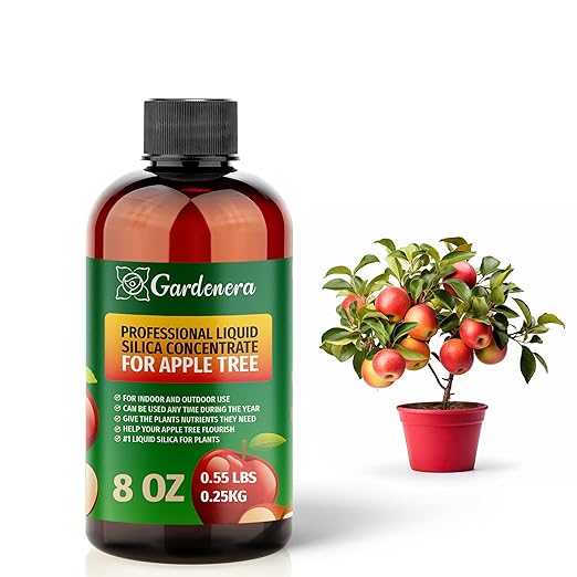𝐏𝐑𝐄𝐌𝐈𝐔𝐌 Liquid Silica Plant Supplement - 8oz (250mL) - Apple Tree Plants Liquid Silica Boost Fertilizer - Stronger Stems & Healthy Leaves for Indoor & Outdoor Apple Plants (Makes 45 Gallons)