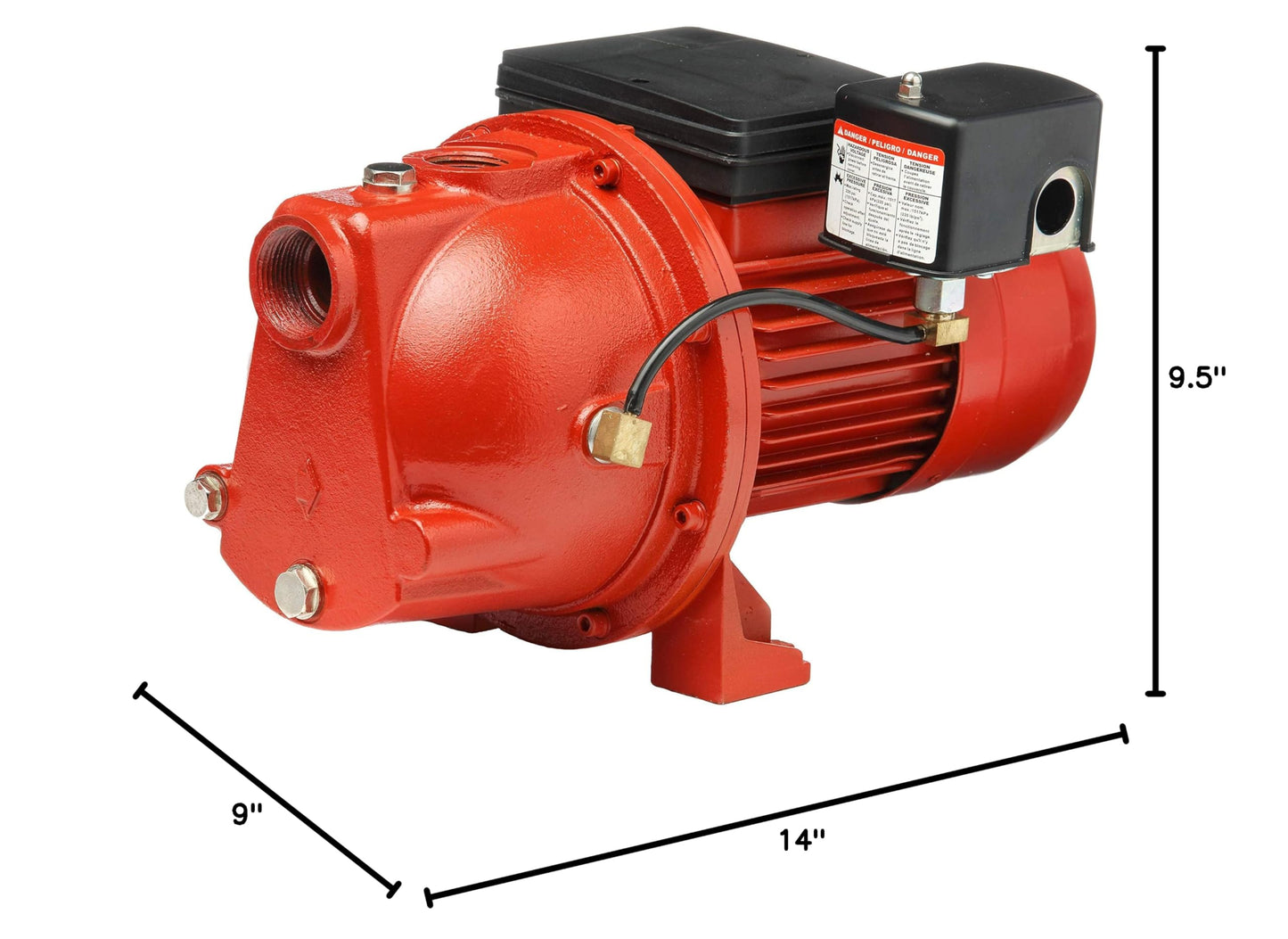 Red Lion RL-SWJ100 1 HP, 17 GPM Dual Voltage (115/230 Volts) Cast Iron Shallow Well Jet Pump, Red, 97081001
