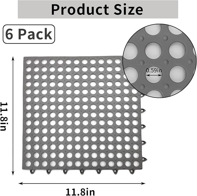 BNOSDM Rabbit Feet Pad 6 Pcs Rabbit Cage Mat Floor Plastic Bunny Resting Mat with Hole for Guinea Pig Chinchilla Ferret Small Animal (Gray)