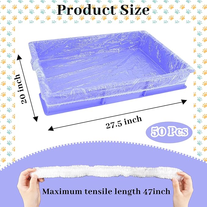 BNOSDM 50 PCS Disposable Rabbit Cage Liner Plastic Guinea Pig Cage Bedding Hamster Litter Pan Bags Universal Toilet Film for Bunny Chinchilla Ferret Hedgehog Small Animals (47")