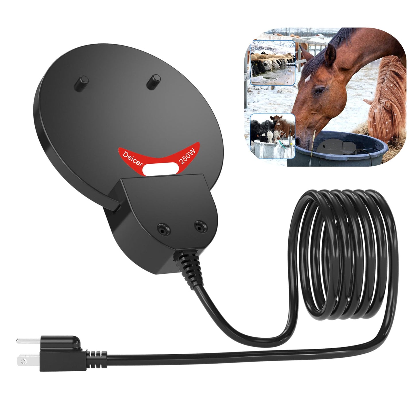 KNEOYR 500W De-icer Submersible Bird Bath Heater - Ideal for Livestock, Poultry, Horses, Cows, Birds, Chicken Waterers - Winter Use - Aluminum Cast for Efficiency