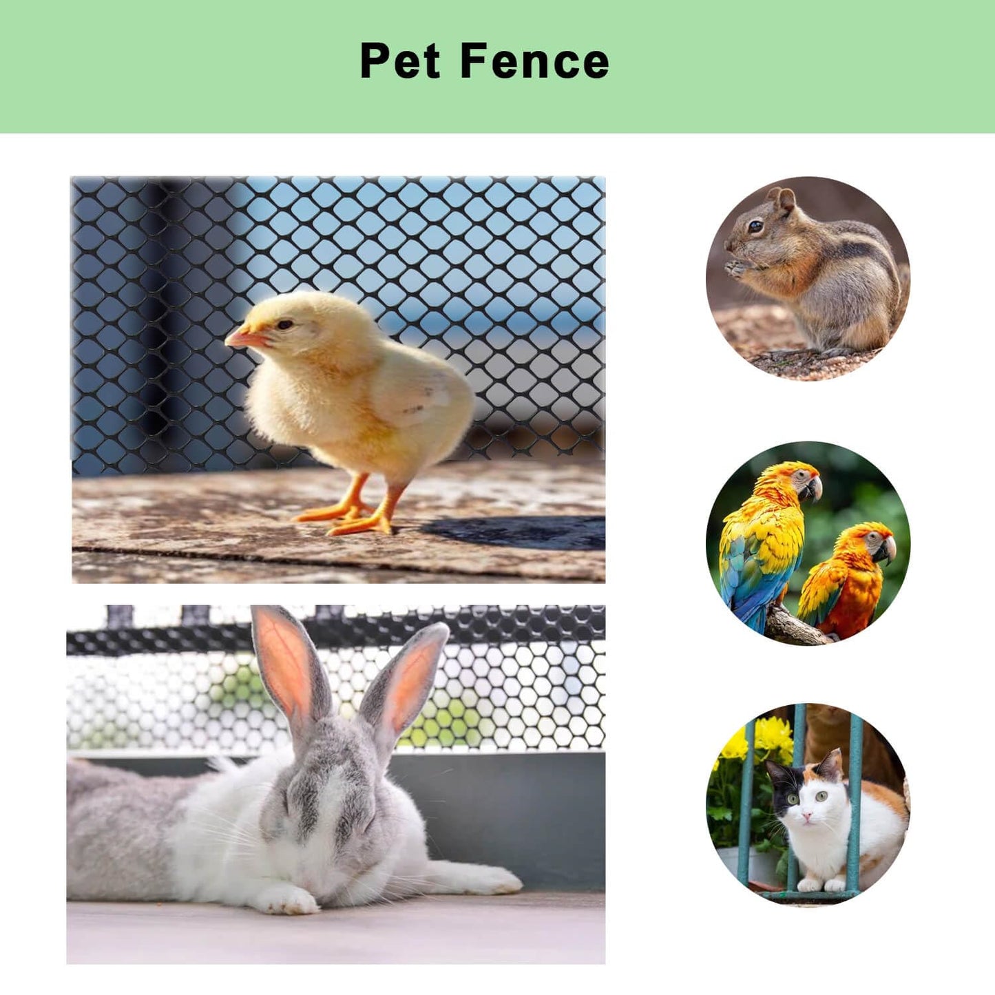 vensovo Black Plastic Wire Mesh 15.7IN x 10FT Roll - Chicken Wire Fencing for Poultry, Gardening Barrier, Balcony Guard for Cats and Dogs, Floral Craft Mesh with 20 Zip Ties