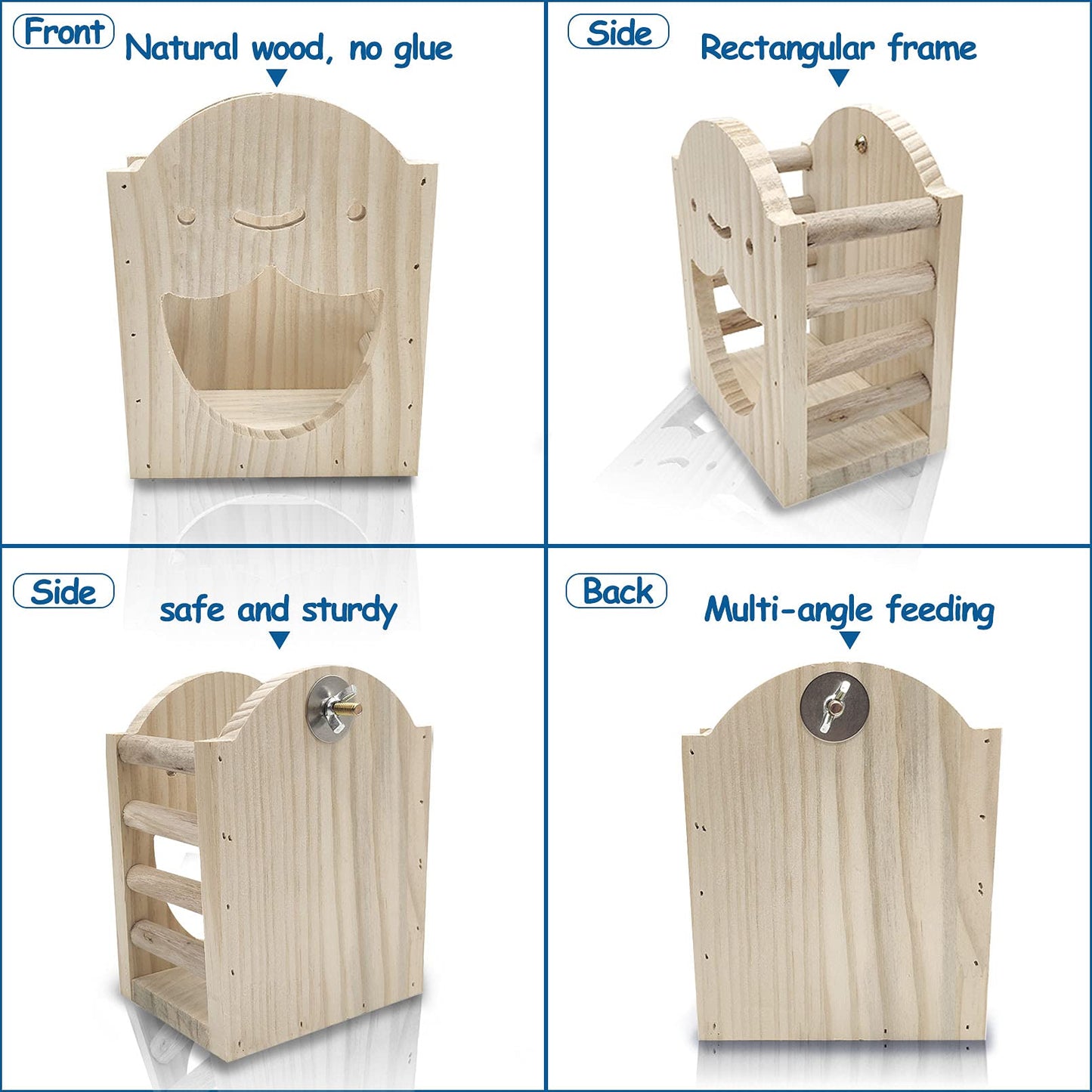 Hamiledyi Wood Rabbit Hay Feeder for Cage Bunny Hay Manger Rack Small Animals Feeding Holder Wooden Grass Dispenser with Chew Toys for Guinea Pig Chinchilla Hamster 9Pcs