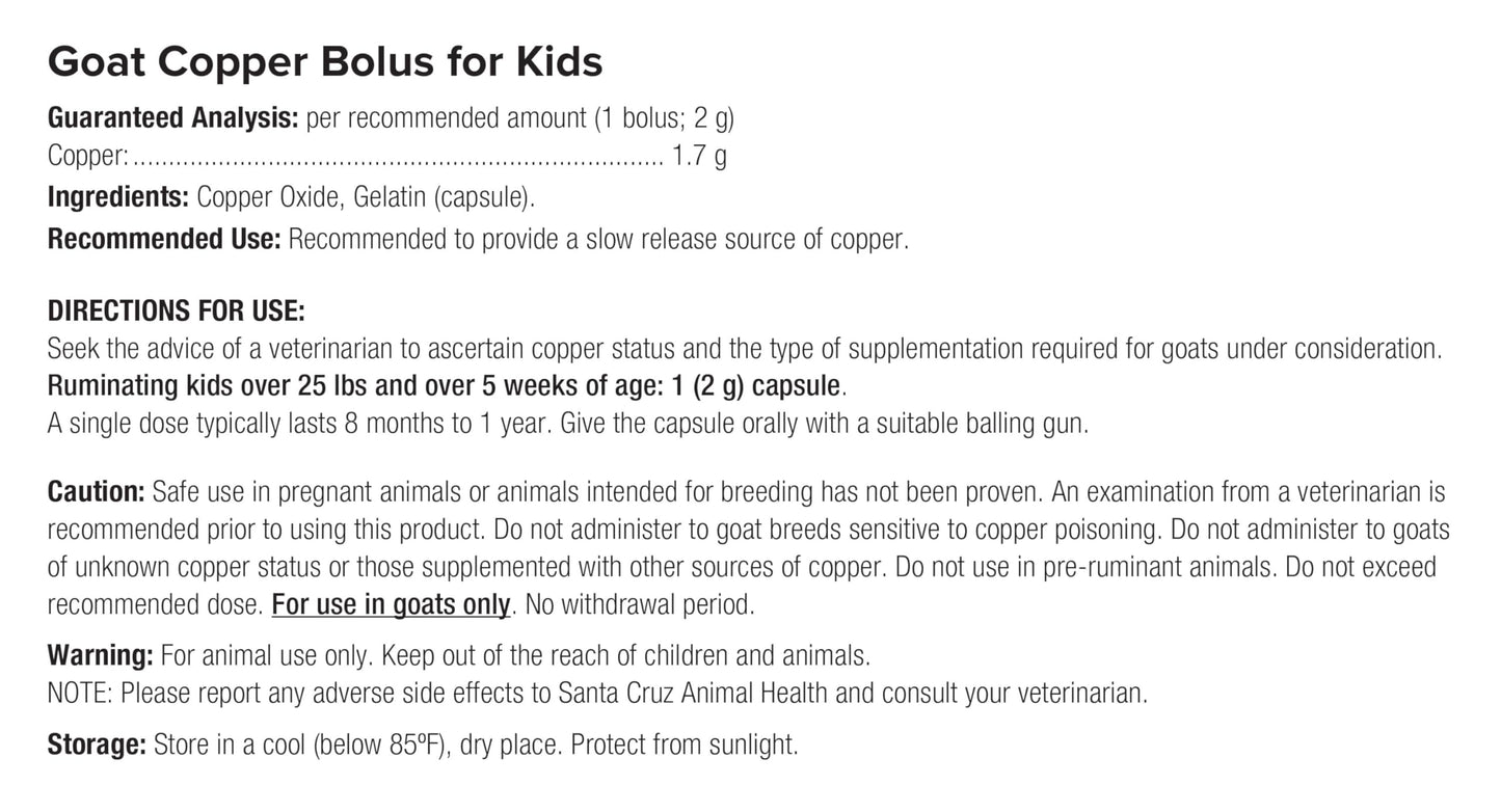 UltraCruz - sc-364925 Goat Copper Bolus Supplement for Kid Goats, 100 Count x 2 Grams