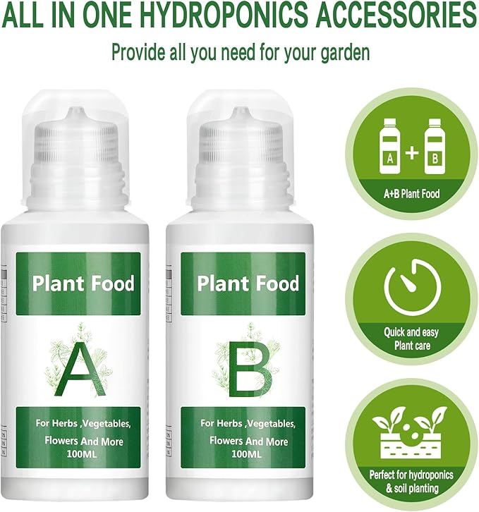 Hydroponic Nutrients, 800ML Hydroponic Plant Nutrients A and B, Universal A&B Indoor Plant Nutrients for Lush Growth of Indoor Plants, Vegetables, Fruits and Flowers