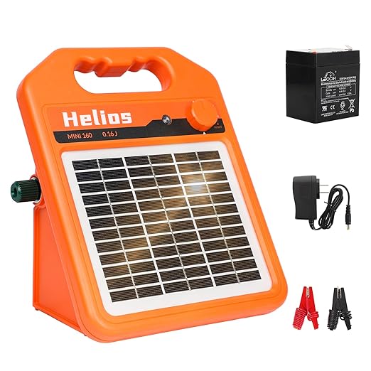 MINI160 10 Miles Solar Fence Charger, 0.16 Joule Solar Electric Fence Charger for Livestock, Pigs, Horses, Cattle Sheep, Solar Powered Electric Fence with Day or Night Mode, Easy Installation