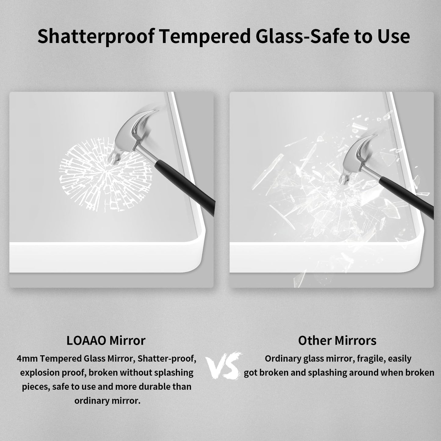 LOAAO 55x36 Inch White Metal Framed Bathroom Mirror for Wall, White Bathroom Vanity Mirror Farmhouse, Large Rounded Rectangle Mirror, Anti-Rust, Tempered Glass, Hangs Horizontally or Vertically