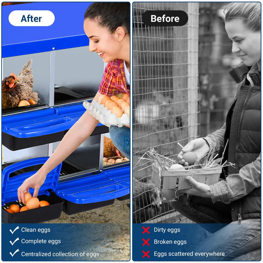 Chicken Nesting Box, 8 Hole 2 Layer Hen Nest Boxes, Roll Away Eggs Laying Boxes,Cleanable Pull Out Hen Roosting Boxes