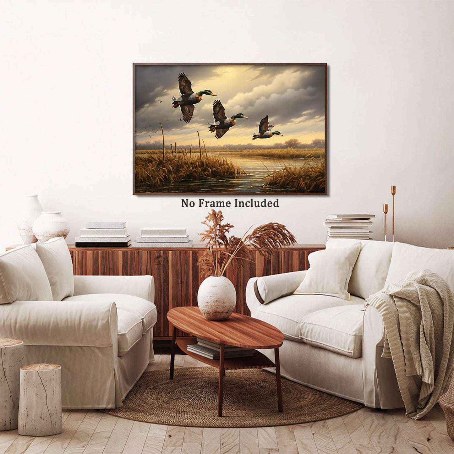 Flying Ducks Wall Art Wild Duck Pictures Farm Rustic Wildlife Art Flying Bird Poster Hunting Duck Painting Wildlife Animal Posters Wild Bird Prints Nature Animal Posters for Bedroom 16x24inch No Frame