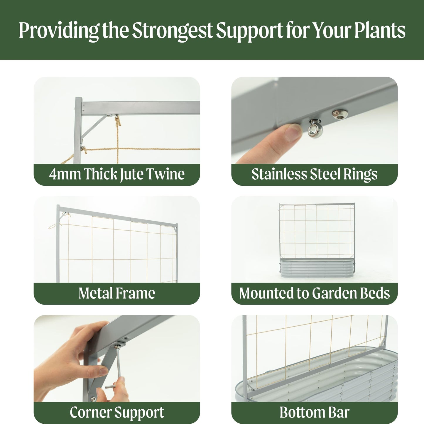 Vego Garden 17" Tall 10 in 1 2.5ft x 9.5ft Raised Garden Bed & 9.5ft Wide Metal Trellis