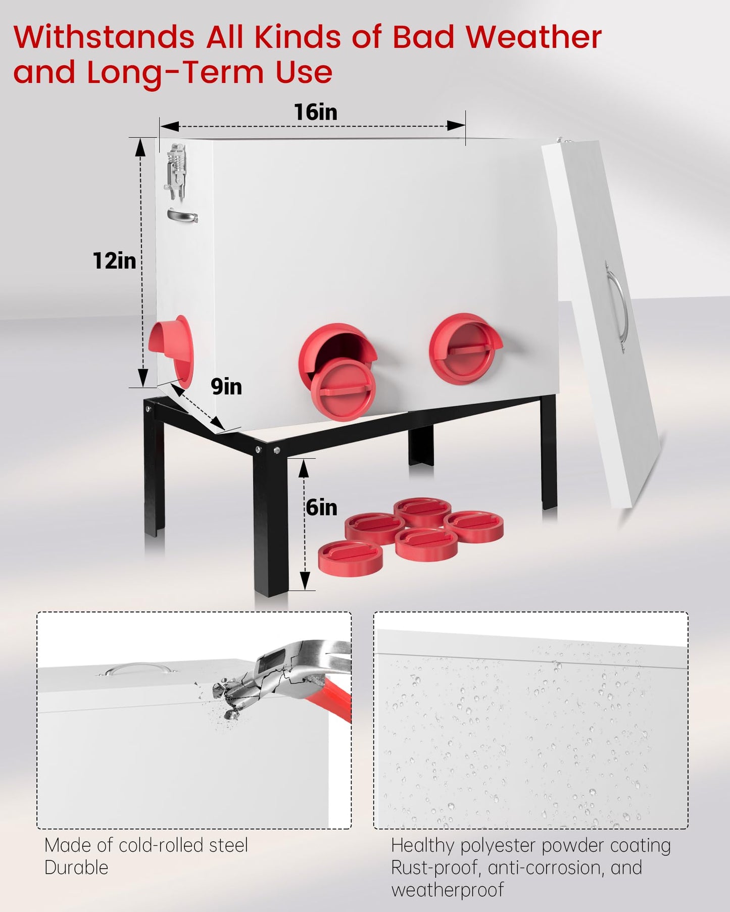 Pre-Installed Automatic Chicken Feeder, 40lb 6 Ports Rat Proof Chicken Feeder with Locking Lid and Legs, Galvanized No Waste Poultry Feeder for Hen Coop