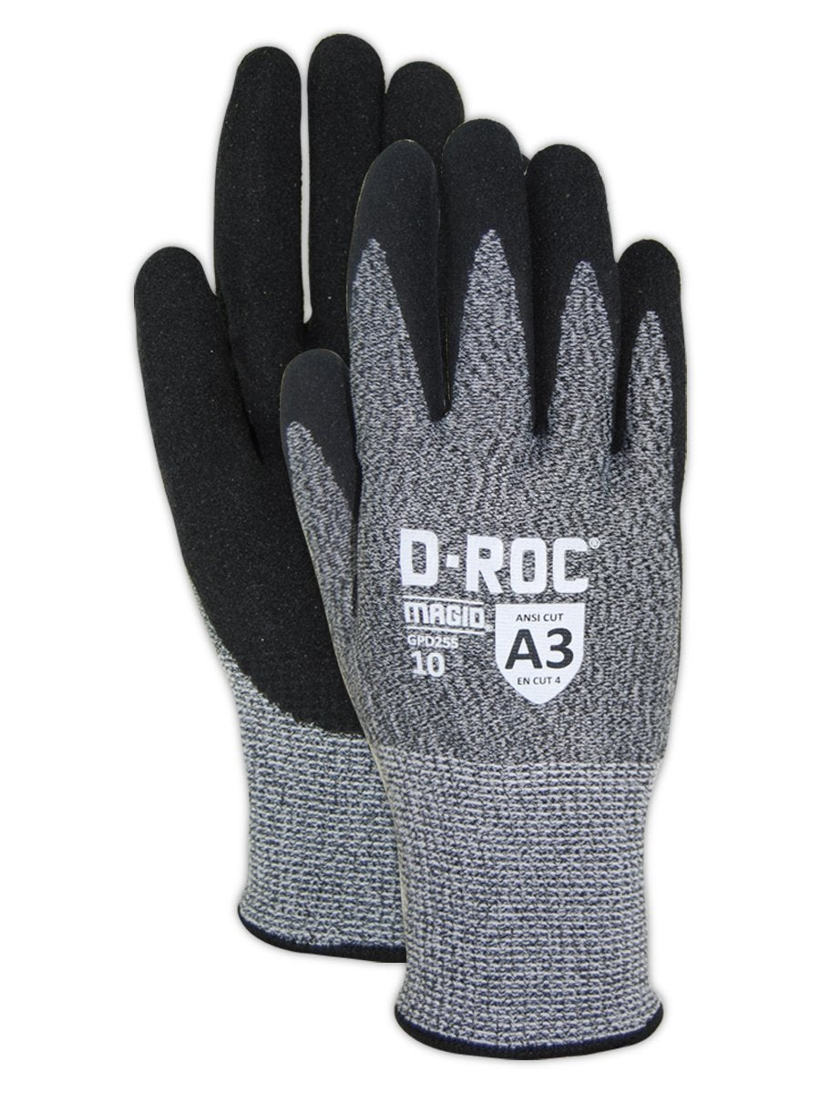 MAGID Griffin Gear ANSI A3 Hyperon Blended Sandy Nitrile Coated Work Gloves, 144 Pairs, Size 9/Large, GPD255