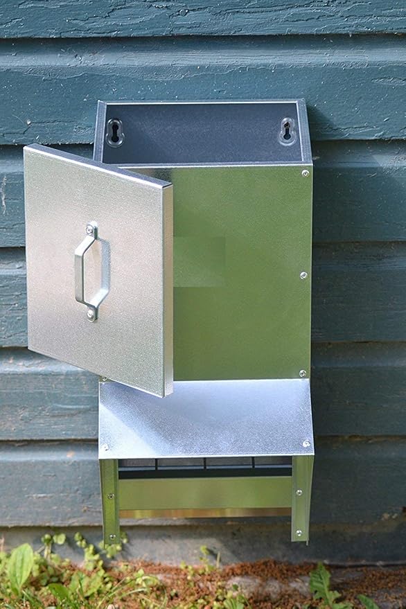 RentACoop Mounted Metallic Trough Poultry Feeder: Waterproof, Chickens/Poultry/Etc. (50LB Capacity)