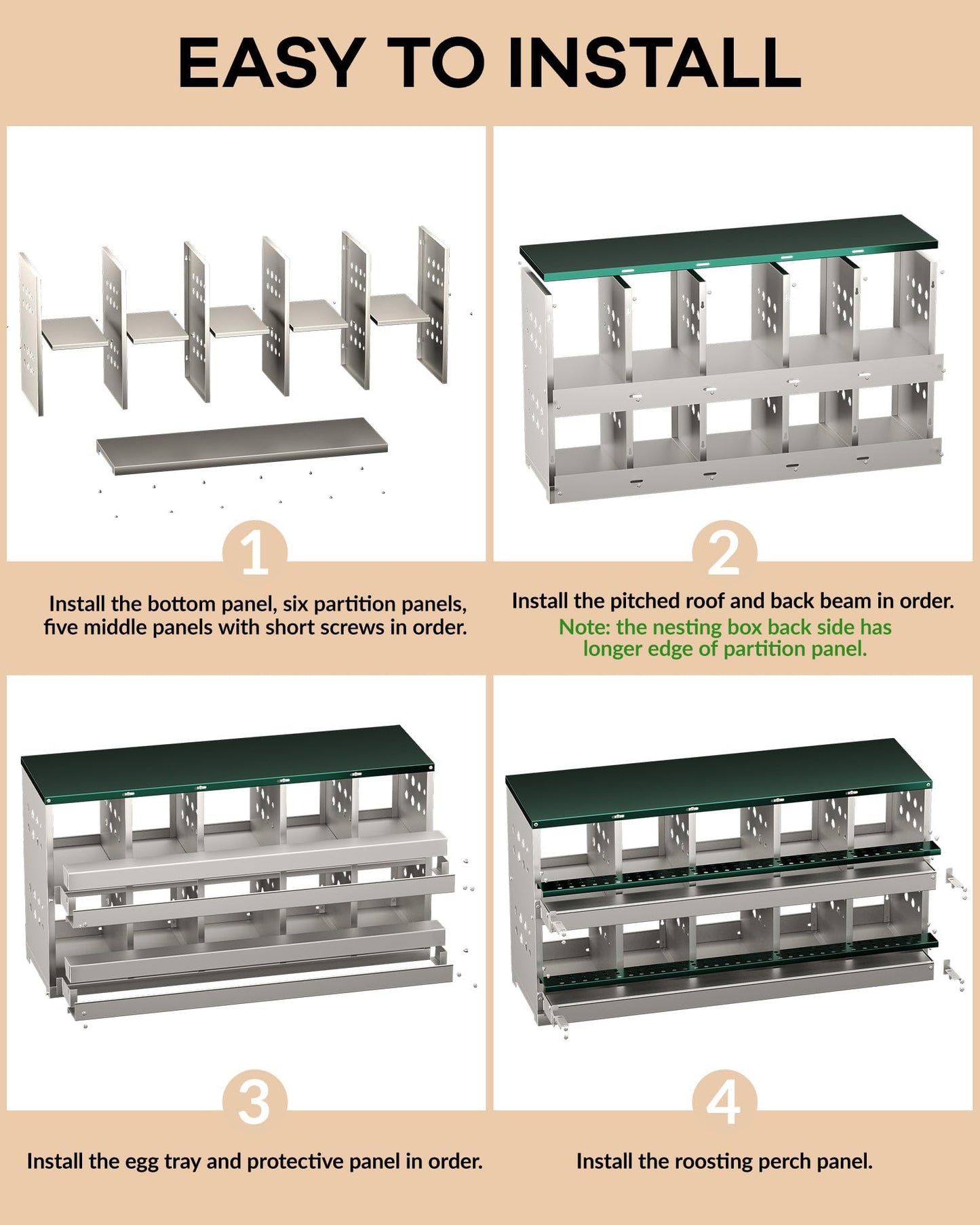Chicken Nesting Boxes with 10 Compartment-Wall Mount Roll Away Chicken Nest Box, Laying Eggs Boxes for Hen, Chickens and Ducks