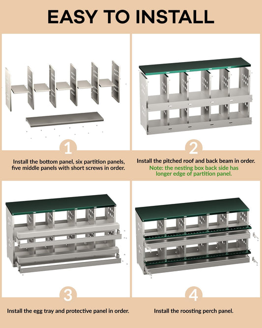 Chicken Nesting Boxes with 10 Compartment-Wall Mount Roll Away Chicken Nest Box, Laying Eggs Boxes for Hen, Chickens and Ducks