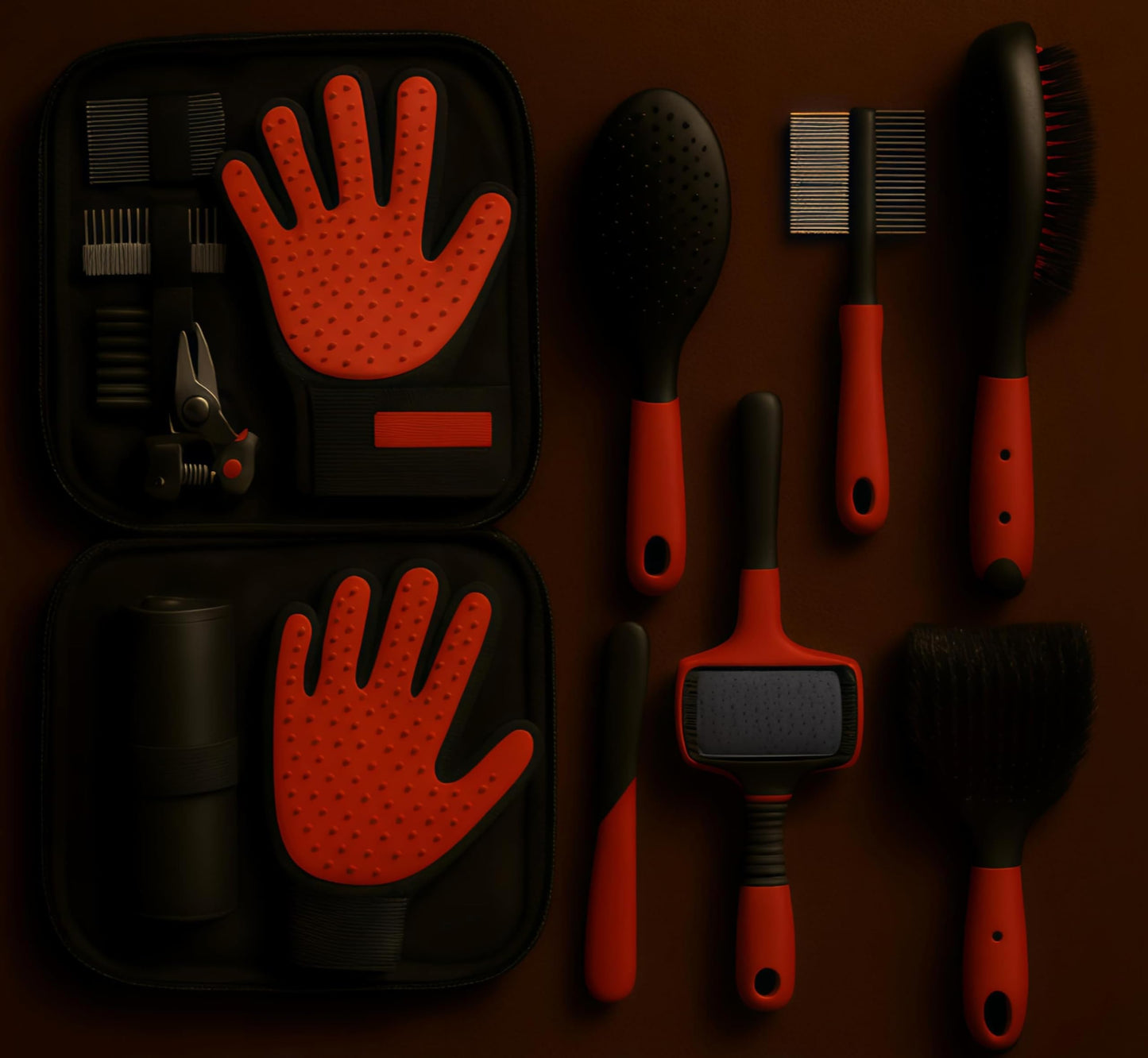 Professional Pet Grooming Kit, 10-in-1 Dog and Cat Supplies, Slicker Brush and Nail Clipper Set
