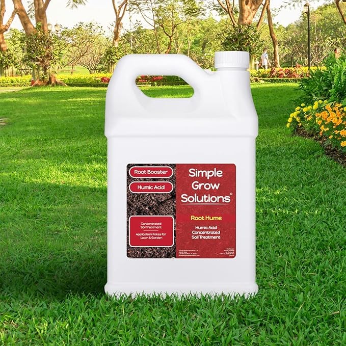 Humic Acid Blend for Lawn and Garden - Root Hume - Concentrated Liquid Soil Conditioner for All Grass Types -Simple Lawn Solutions- OMRI Organic - Use with Fertilizer Program (1 Gallon)